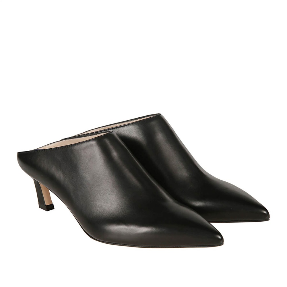 Stuart Weitzman Mira Mules in Black Leather!
